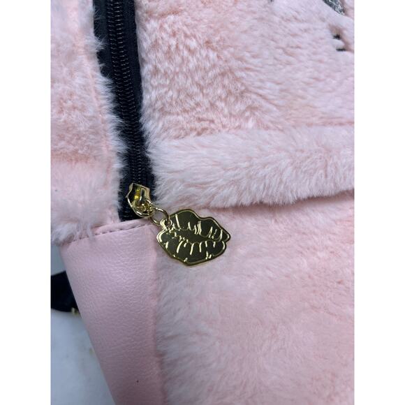 Luv Betsey Johnson Backback Plush Large Blush Pink Fuzzy Unicorn Tote Bag Purse - Picture 8 of 12